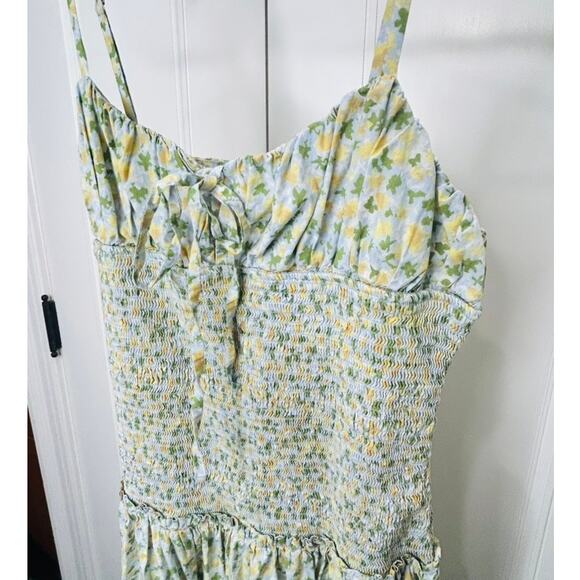 Free People $128 Lavender Daze Floral Smocked Drop Waist Midi Dress Size Large - Picture 8 of 10